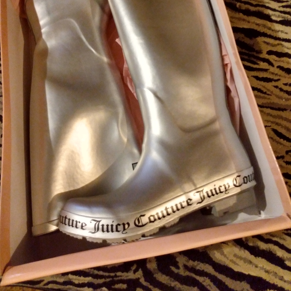 NIB Juicy Couture tall silver boots. Size 7